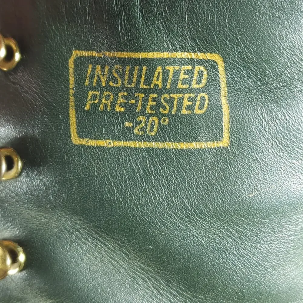 Herman Survivors Men's Vtg 60's US9/ 4N Green Leather Insulated Logger Boots